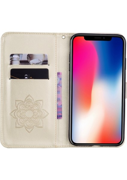 Apple iPhone 12 Pro 6.1 Uyumlu Baykuş Tokalı Deri Telefon Kılıfı - Altın (Yurt Dışından) fırsatları