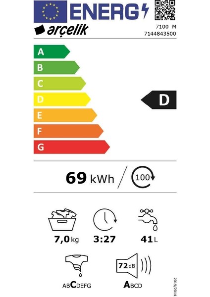 7100 M 1000 Devir 7 kg Çamaşır Makinesi