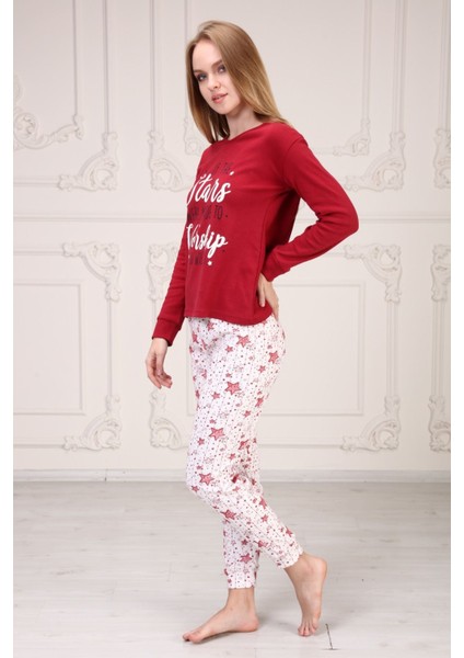 Baskılı V Yaka Pijama Takım