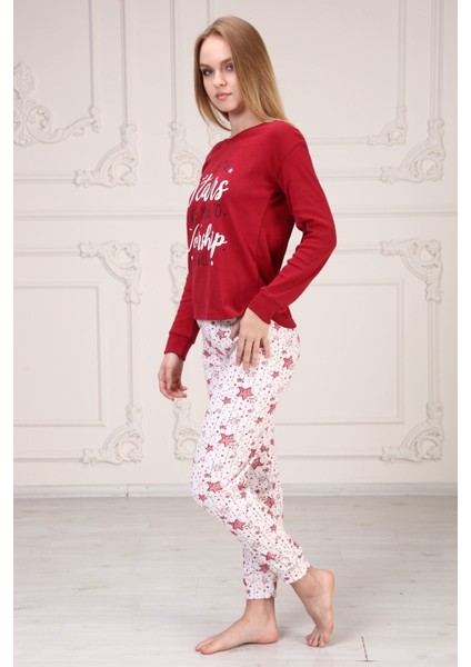Baskılı V Yaka Pijama Takım