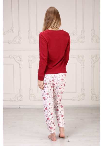 Baskılı V Yaka Pijama Takım