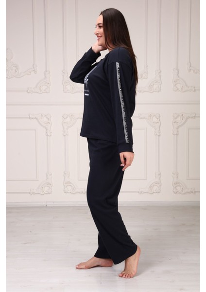 Kolu Şeritli Büyük Beden Pijama Takım