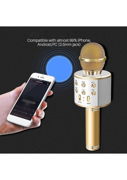 3C Store Ios Android Telefon Bilgisayar Karaoke Içın Hoparlörlü El Kablosuz Bluetooth Mikrofon Ktv Karaoke Mikrofon (Yurt Dışından)