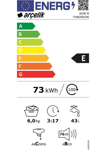 6100 M 1000 Devir 6 kg Çamaşır Makinesi