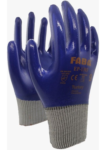 EP-1303 Lacivert Nitril Polyester Eldiven 9/l