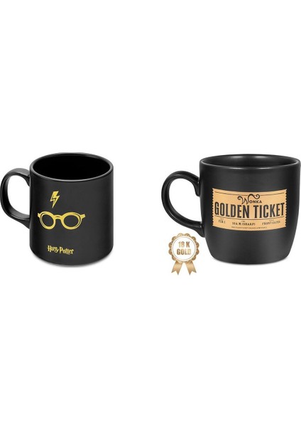 Harry Potter ve Willy Wonka Golden Ticket Mug Seti
