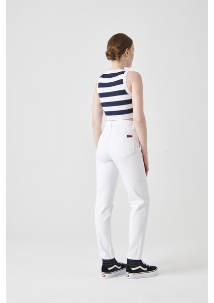 Kelly Kadın Mom Fit Yüksek Bel Dar Paça Açik İndigo Jean Pantolon indirimleri