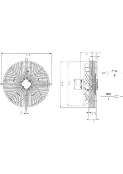 Bahçıvan Sfx-4m 300 B Sanayi Tipi Aksiyel Soğutma Fanı modelleri