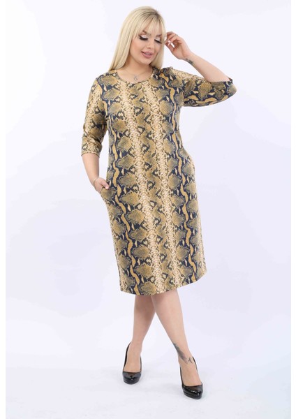 Desenli Cepli Büyük Beden Elbise 37B-2010 fiyatları