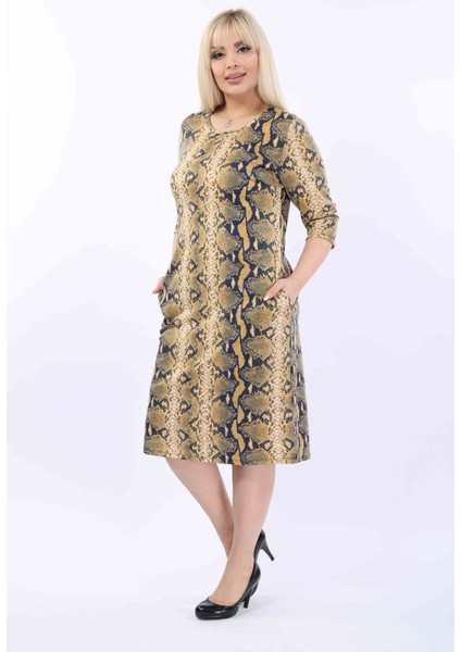 Desenli Cepli Büyük Beden Elbise 37B-2010 modelleri