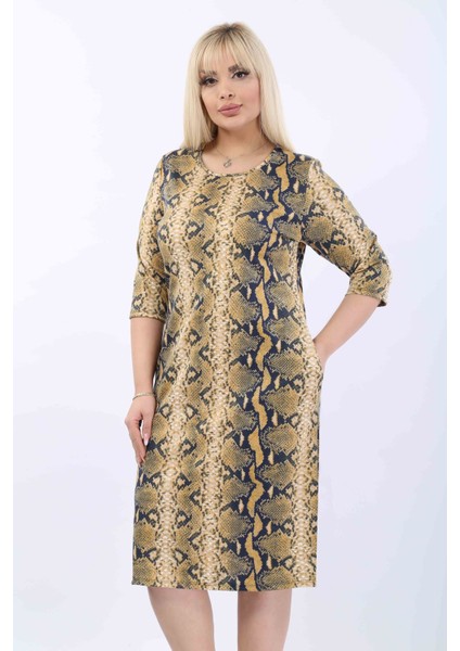 Desenli Cepli Büyük Beden Elbise 37B-2010 indirimleri