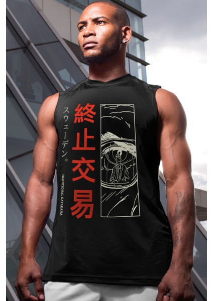 Tek Göz Siyah Kesik Kol|kolsuz Atlet Erkek T-Shirt