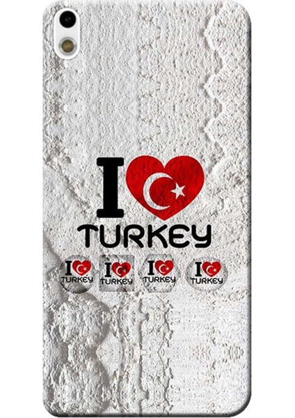 Htc Desire 816 Kılıf Desen Baskılı Silikon Kapak I Love Turkey STK:158