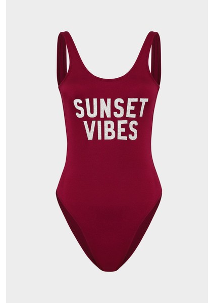 Sunset Vibes Sloganlı Push Up Mayo