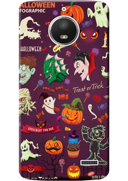 Lenovo Moto E4 Kılıf 5.0inç XT1762 Desen Baskılı Silikon Kapak Halloween STK:283