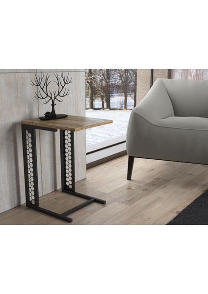 Rose Altıgen Desen Metal Sehpa - Atlantik Çam / Siyah modelleri