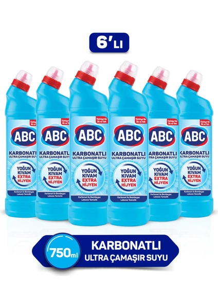 Abc karbonatlı Ultra Çamaşır Suyu 750 ml 6'lı Paket