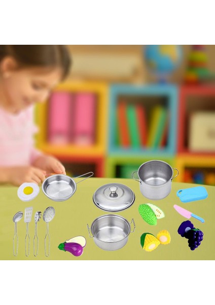 Pretend Pişirme Oyuncak Tencere Tencere Kaşık Eşyaları Set Eğlenceli Mutfak Oyuncak 15 Adet (Yurt Dışından)