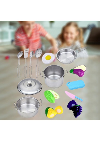 Pretend Pişirme Oyuncak Tencere Tencere Kaşık Eşyaları Set Eğlenceli Mutfak Oyuncak 15 Adet (Yurt Dışından)