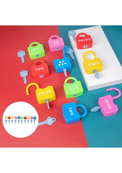 Montessorı Kılavuz Kilitler Büyükler Için Kutusu Tutuklar Procochook Pratik Yaşamı Ahşap Tuşlar ve Kilitler Seti - 10 Kilitler 10 Tuşları (Yurt Dışından)