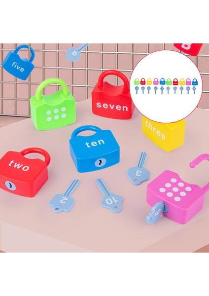 Montessorı Kılavuz Kilitler Büyükler Için Kutusu Tutuklar Procochook Pratik Yaşamı Ahşap Tuşlar ve Kilitler Seti - 10 Kilitler 10 Tuşları (Yurt Dışından)