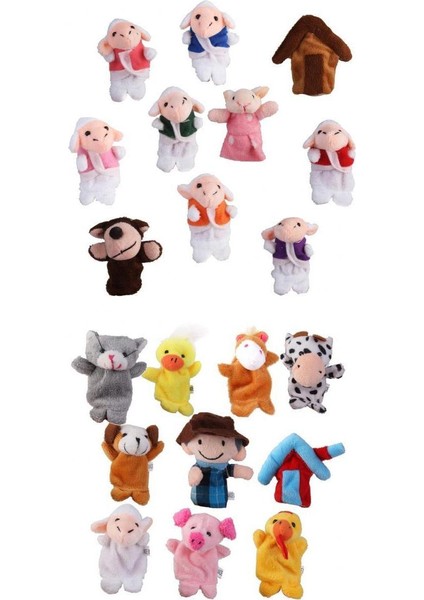 20X Karikatür Stil Kurt & Kuzular Çiftlik Hayvanlar Parmak Playset Favor Oyna Pretend (Yurt Dışından)
