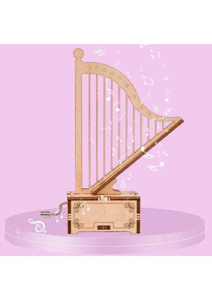 El Yapımı Arp Şekli Müzik Kutusu Ahşap El Krank Müzik Kutusu Çocuk El Sanatları Hediyeler (Yurt Dışından) modelleri