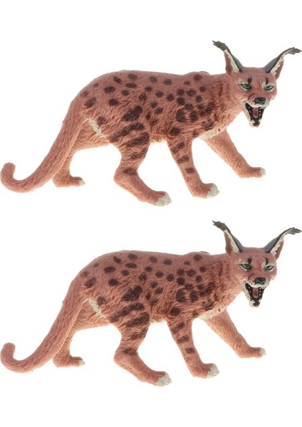 2 Parça Simülasyon Leptailurus Serval Model Oyuncak Figürinler Playset Çocuklar Hediye (Yurt Dışından)