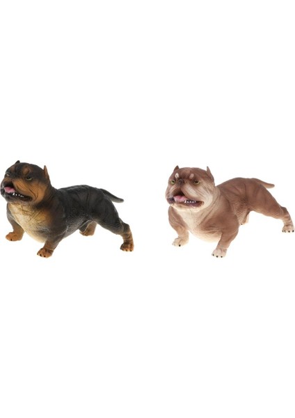 2x Amerikan Zorba Pitbull Figürü Hayvan Köpek Köpek Pet Model Oyuncak Ev Dekor (Yurt Dışından)