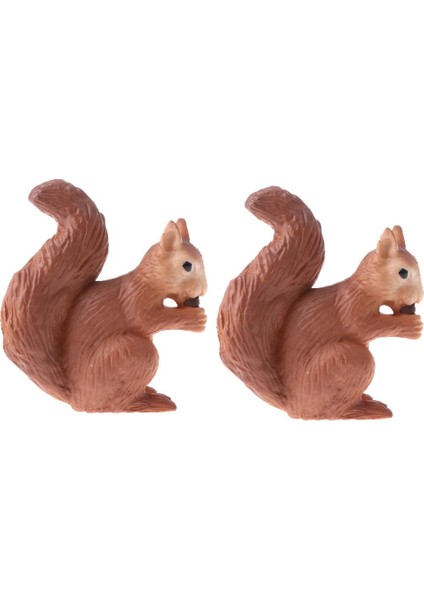 2x Yaban Hayatı Hayvan Heykelcik Oyuncak Bilim Öğretim Modeli Ev Dekorasyonu - Sincap (Yurt Dışından)