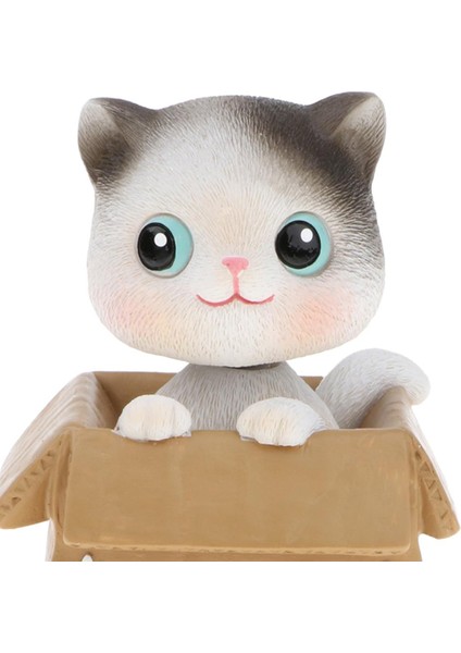 Bir Kutuda 2x Sevimli Kedi Bobblehead Hayvan Bebek Araba Pano Ev Dekor (Yurt Dışından)