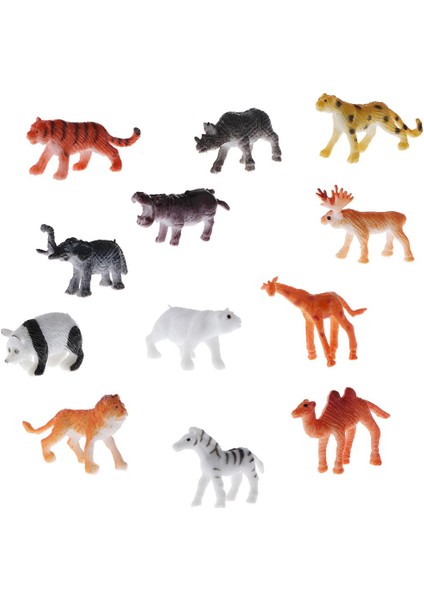 12 Adet Plastik Yaban Hayatı Hayvanlar Aslan Kaplan Leopar Modeli Rakamlar Çocuk Oyuncakları (Yurt Dışından)