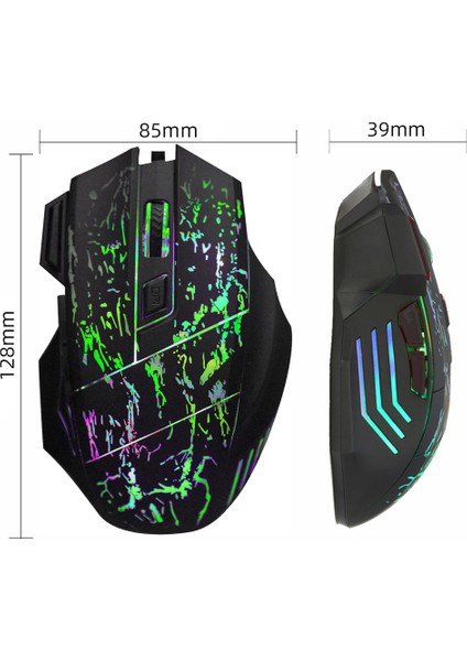 5 Vitesli Ayarlanabilir Dpı'lı Yedi Düğmeli Oyun Faresi, Akan Su Çatlak Şekli Parlayan Kablolu Fare Ergonomisi (Yurt Dışından)