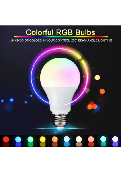 Uzaktan Kumandalı Renk Değiştiren Renkli LED Ampul - Dimmerli 9W Rgb - LED Ampul Renkli