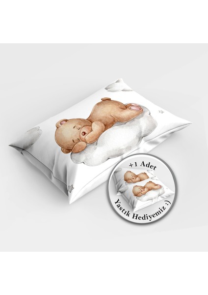 Sleeping Teddy Bear 3D Pamuk Saten Bebek Nevresim Takımı