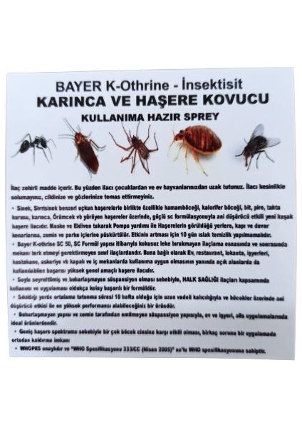 Bayer Karınca ve Haşere Kovucu Kullanıma Hazır Sprey 1000 ml