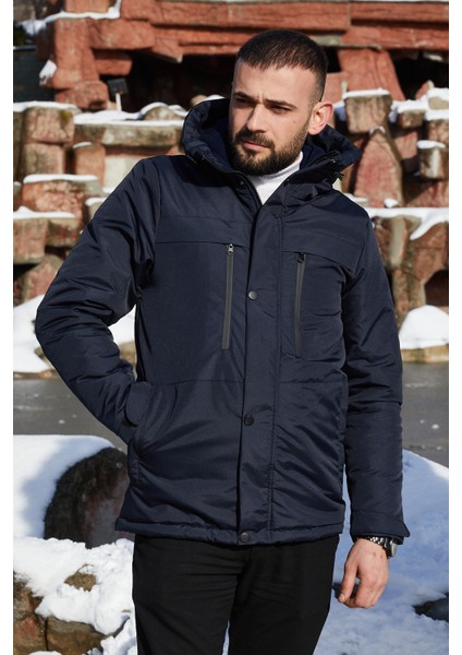 Erkek Kapüşonlu, Polar Astarlı, Kışlık Mont & Kaban & Parka