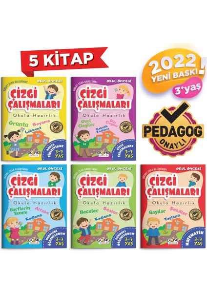 Gong Çocuk Çizgi Çalışmaları Seti 2022 5 Kitap