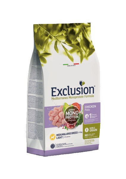 Mediterraneo Monoprotein Düşük Tahıllı Tavuklu ve Narlı Orta Irk Yetişkin Light Köpek Maması 3 kg