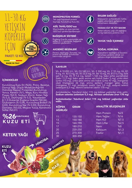 Mediterraneo Monoprotein Düşük Tahıllı Kuzu Etli ve Narlı Orta Irk Yetişkin Köpek Maması 3 kg fiyatları
