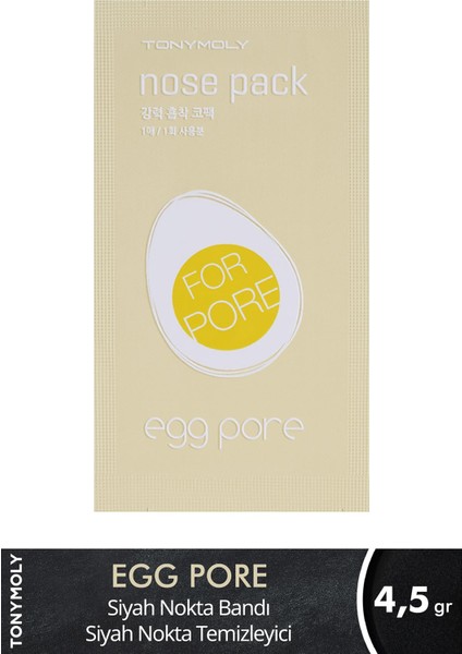 Siyah Nokta Bandı Egg PORE Aktif Karbon , Yumurta Kabuğu Cilt Bakımı (1 adet)