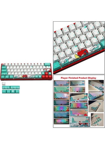 Mercan Deniz Ukyo-E Kiraz Mx Klavye Için Dy-Sub Pbt Keycaps Dıy Rus(Yurt Dışından)