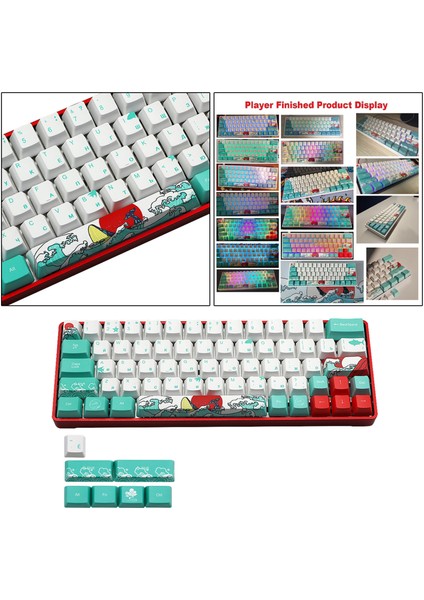 Mercan Deniz Ukyo-E Kiraz Mx Klavye Için Dy-Sub Pbt Keycaps Dıy Rus(Yurt Dışından)