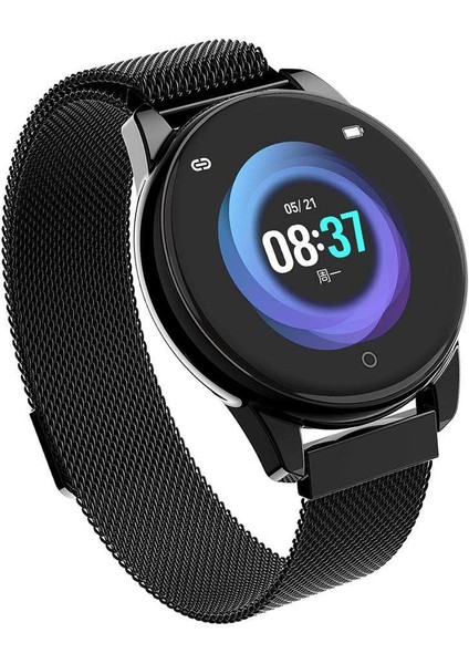 Watch4 Renkli Ekran Kalp Hızı Izleme Akıllı Bilezik Siyah Manyetik Çelik Kemer(Yurt Dışından)