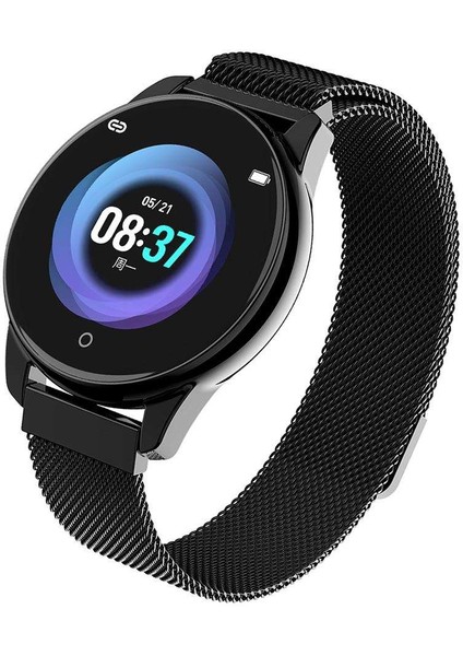 Watch4 Renkli Ekran Kalp Hızı Izleme Akıllı Bilezik Siyah Manyetik Çelik Kemer(Yurt Dışından)