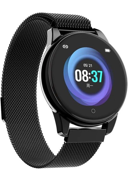 Watch4 Renkli Ekran Kalp Hızı Izleme Akıllı Bilezik Siyah Manyetik Çelik Kemer(Yurt Dışından)
