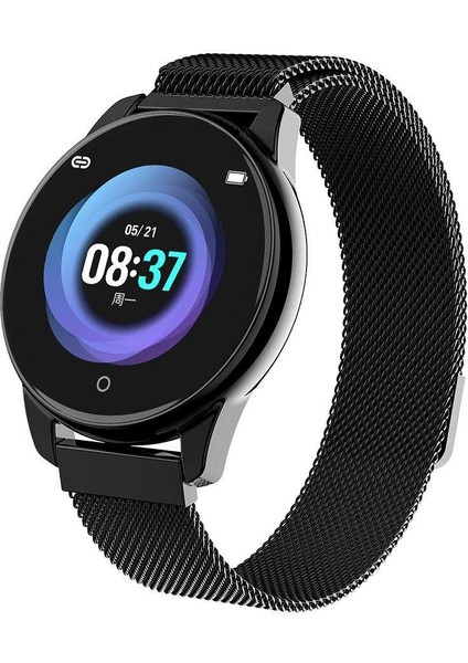 Watch4 Renkli Ekran Kalp Hızı Izleme Akıllı Bilezik Siyah Manyetik Çelik Kemer(Yurt Dışından)