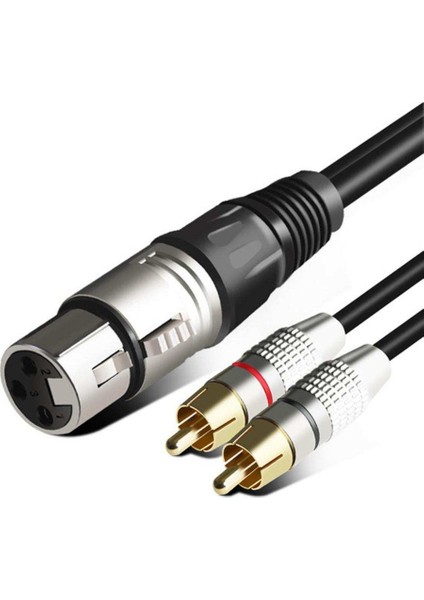 Rca Erkek Xlr 3-Pin Dişi Hoparlör Kablosu Splitter Konnektör Adaptörü 1m