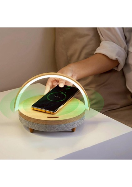 Taşınabilir Bluetooth Hoparlör Kablosuz Şarj USB Elektrikli Lamba Ev Ofis Mermer Için modelleri