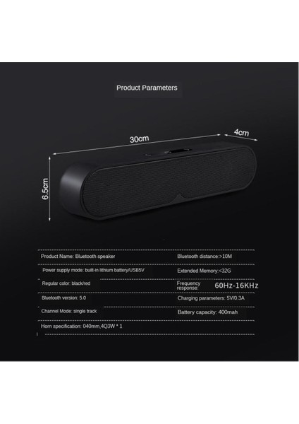 Kablosuz Bluetooth Hoparlör Yüksek Bas Taşınabilir Stereo Hoparlör Kapalı Açık Kırmızı